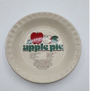 Vintage Ceramic Apple Pie Recipe Dish Fluted Edge 10"